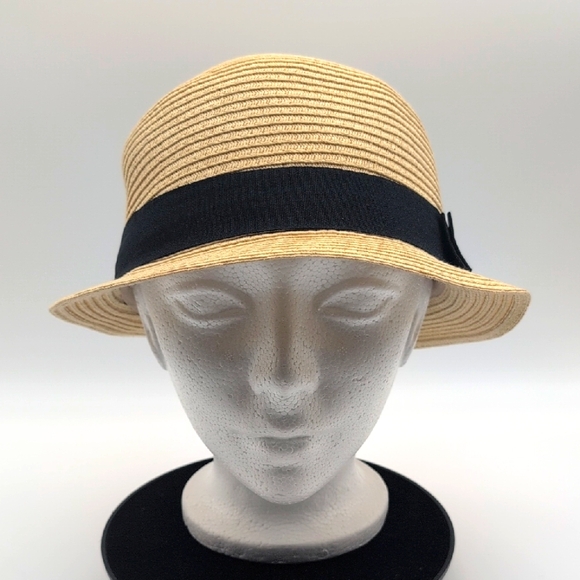 Expressions Accessories - Expressions| Vintage Tan Straw Hat with Black Band